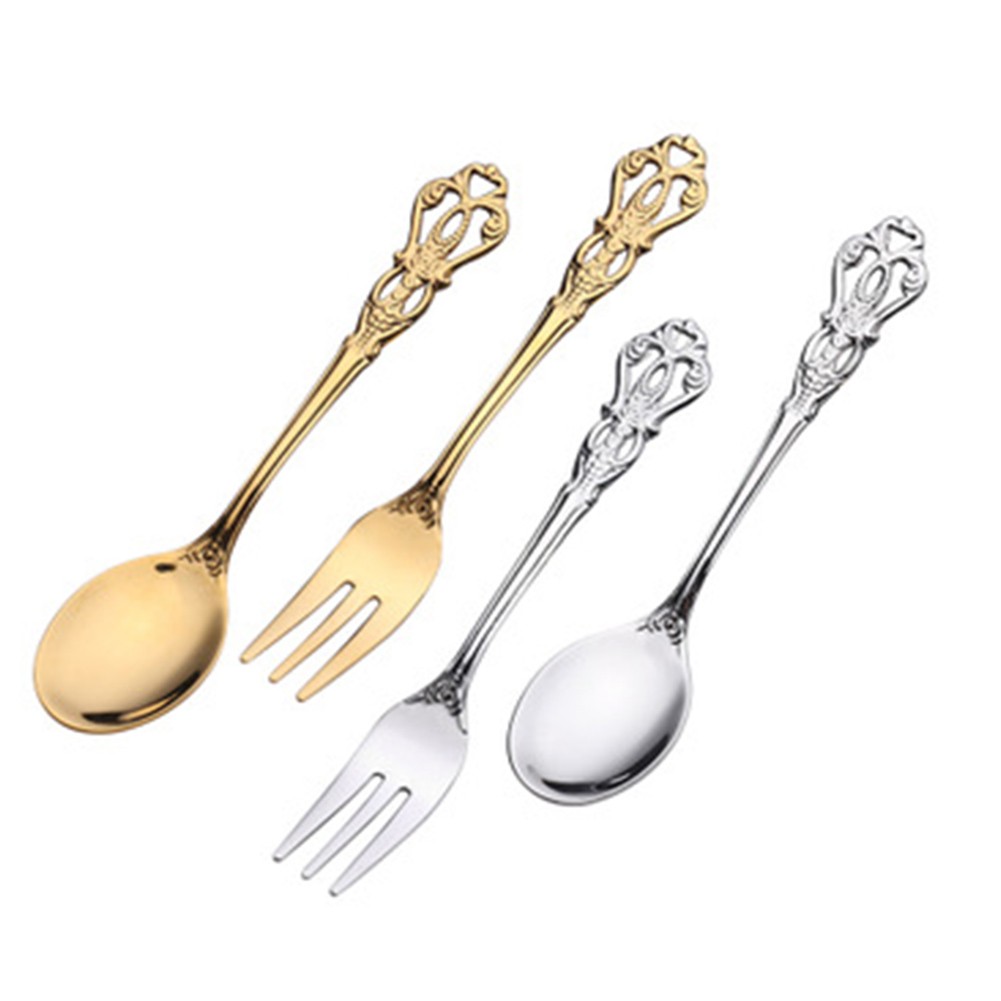 Gold Plated Cutlery - 1 çift Vintage Altın Kaşık Çatal