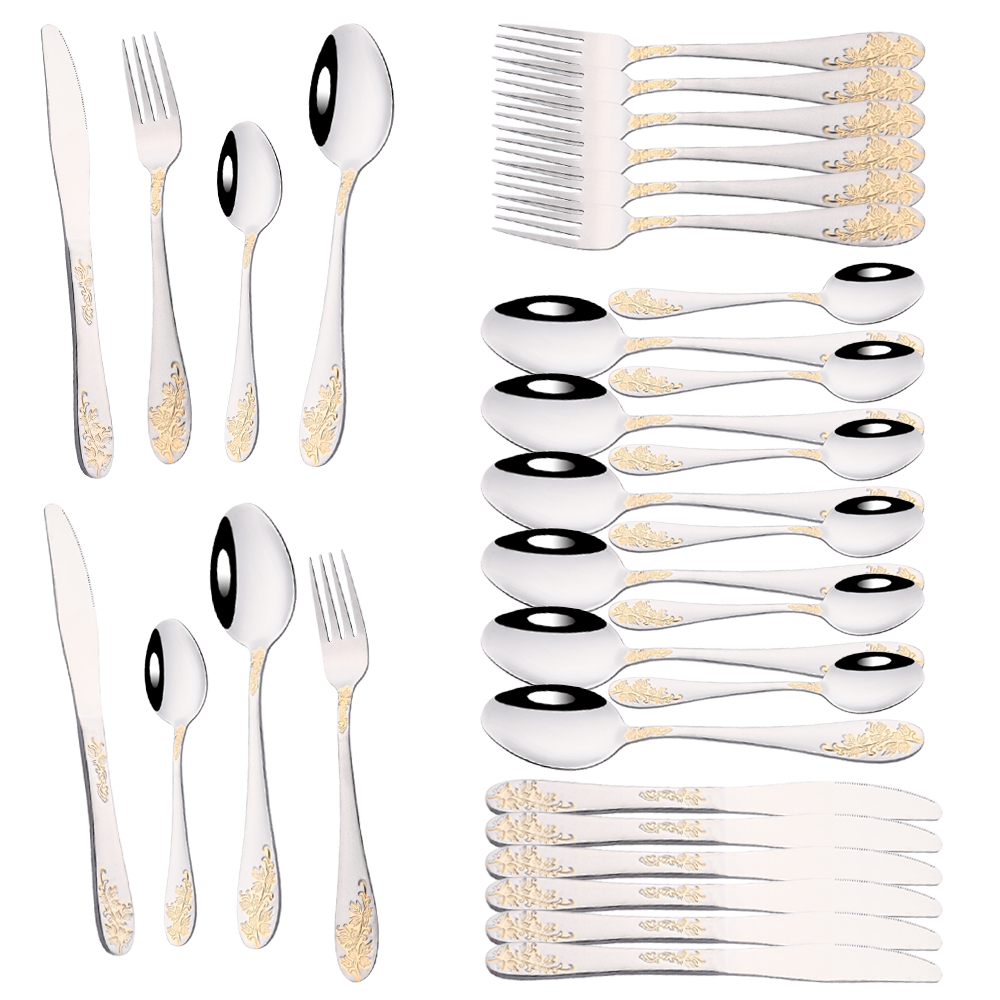 Gold Plated Cutlery - Vintage Batı 8/32 Adet Altın Sofra