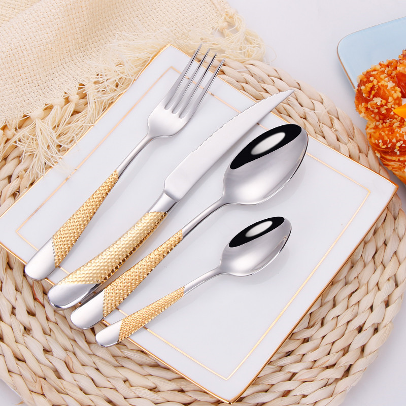 Gold Plated Cutlery - Tam sofra mutfak çatal bıçak kaşık
