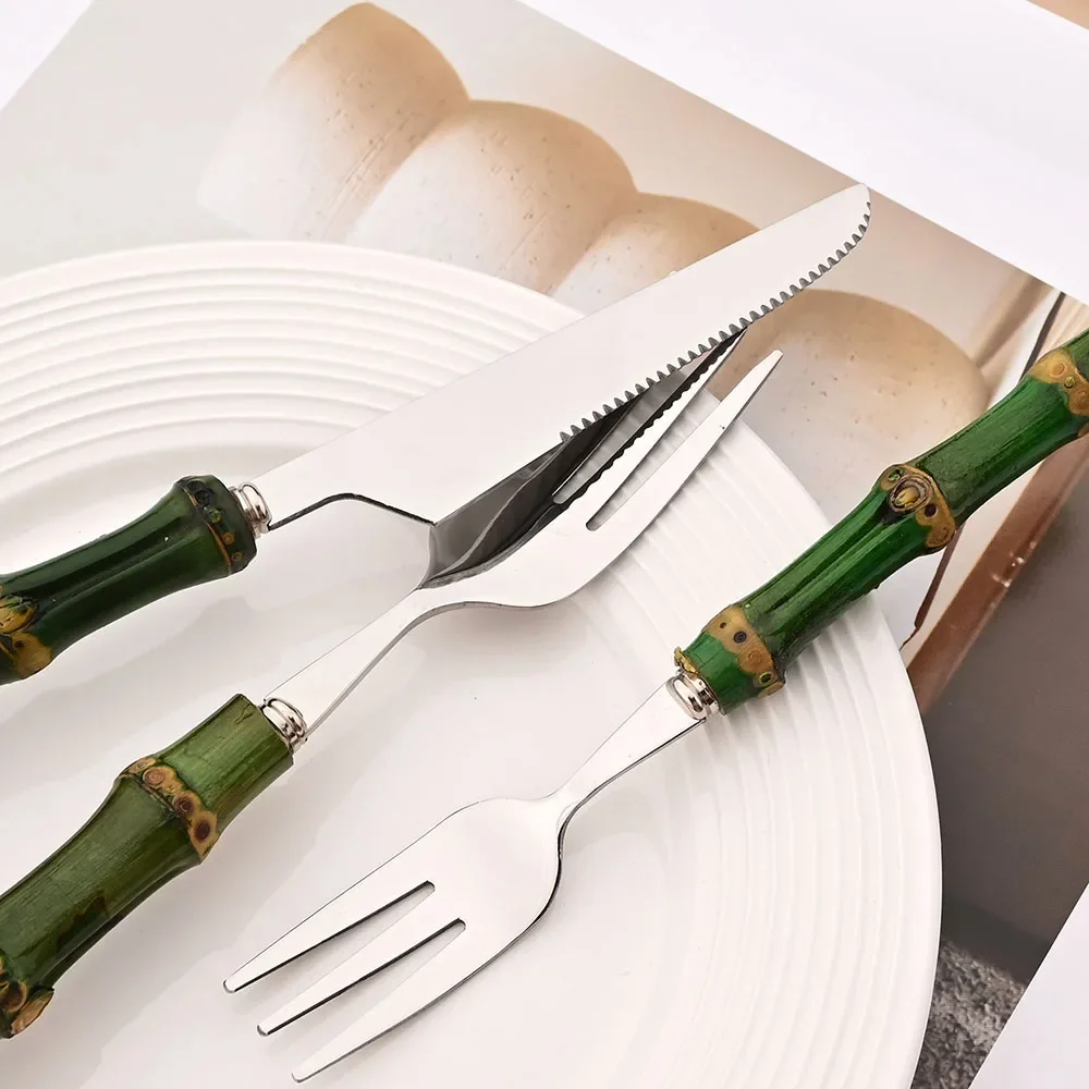 5 adet doğal yeşil bambu saplı - Gold Plated Cutlery incelemesi ve fiyatı